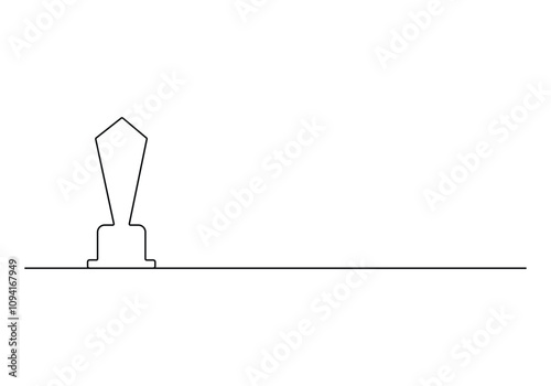 Continuous simple single line drawing of Award Trophy. Oscar trophy, Film award trophy. Isolated on white background. Vector illustration