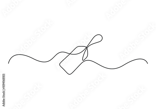 Red blank prize tag continuous one line drawing vector illustration