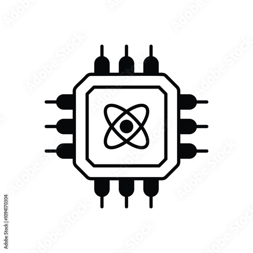 quantum computing glyph icon with white background vector stock illustration