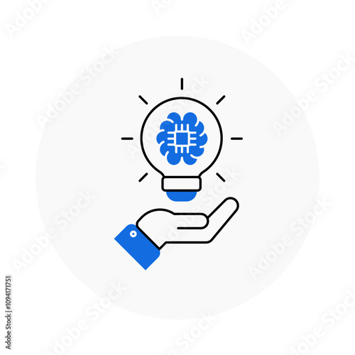 It Solutions Icon – Hand Holding Tech Object, Representing IT Support and Innovative Services