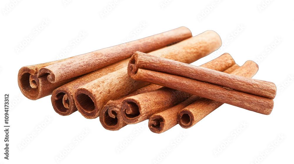 Isolated chopped cinnamon sticks, detailed on a white background. Isolated chopped cinnamon sticks, detailed on a white background.