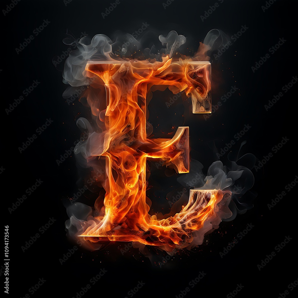 Fototapeta premium Fiery Letter E - A Flaming Alphabet