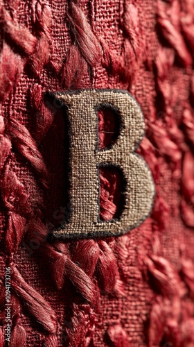 Red Woven Cotton Emblem with Letter B, Potential usecase for textile or fabric design Generative AI photo