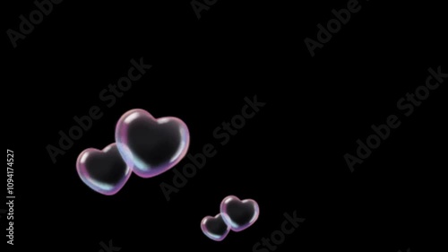 Heart love bubble motion graphics clip template with colorful lights animation. HD resolution with hyper realistic 4K black Background.