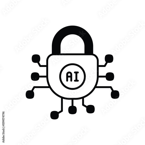 lock glyph icon with white background vector stock illustration