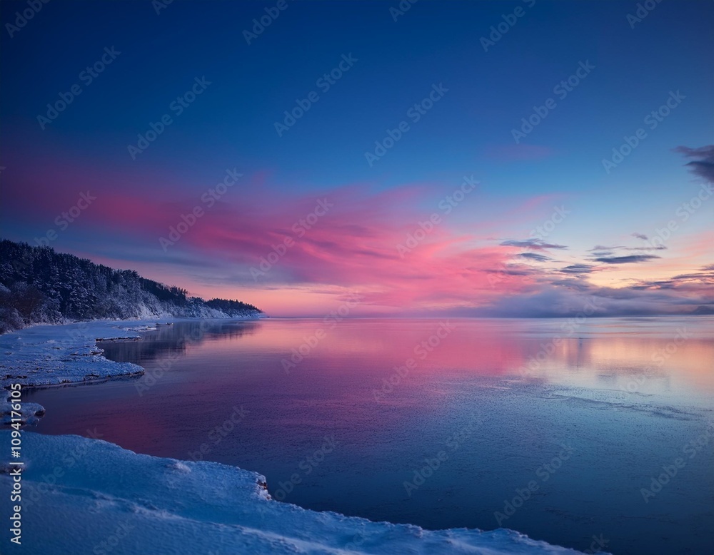 A dreamy winter landscape with a soft, ethereal glow and a peaceful atmosphere A dreamy winter landscape with a soft, ethereal glow and a peaceful atmosphere