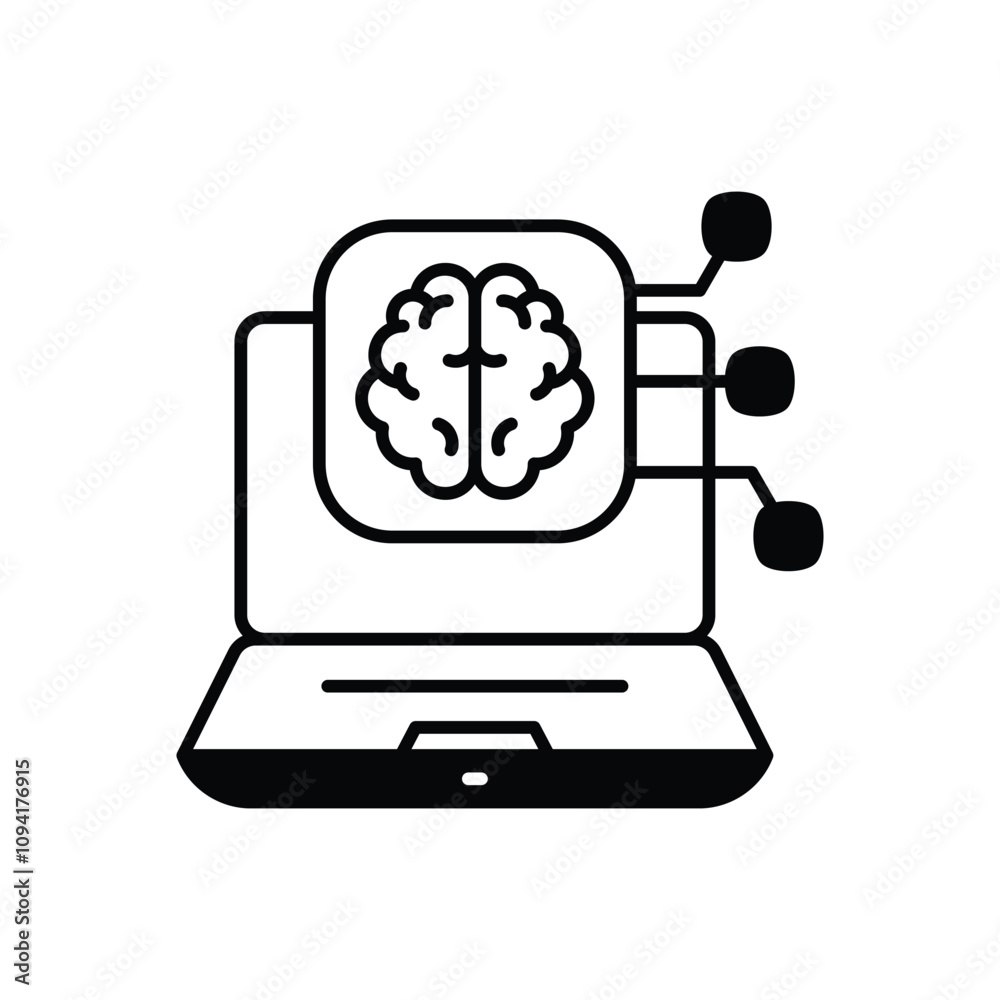 ai app glyph icon with white background vector stock illustration ai app glyph icon with white background vector stock illustration