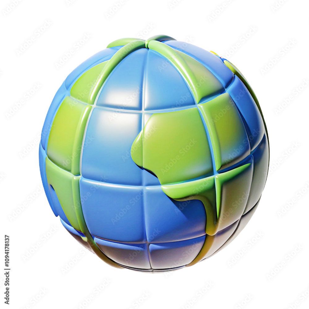 Fototapeta premium Digital light line globe 3d cartoon style illustration