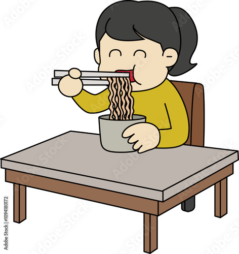 Illustration of the scene where you eat noodles
