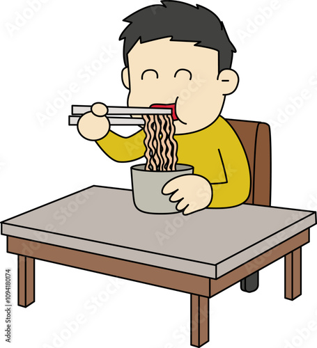 Illustration of the scene where you eat noodles