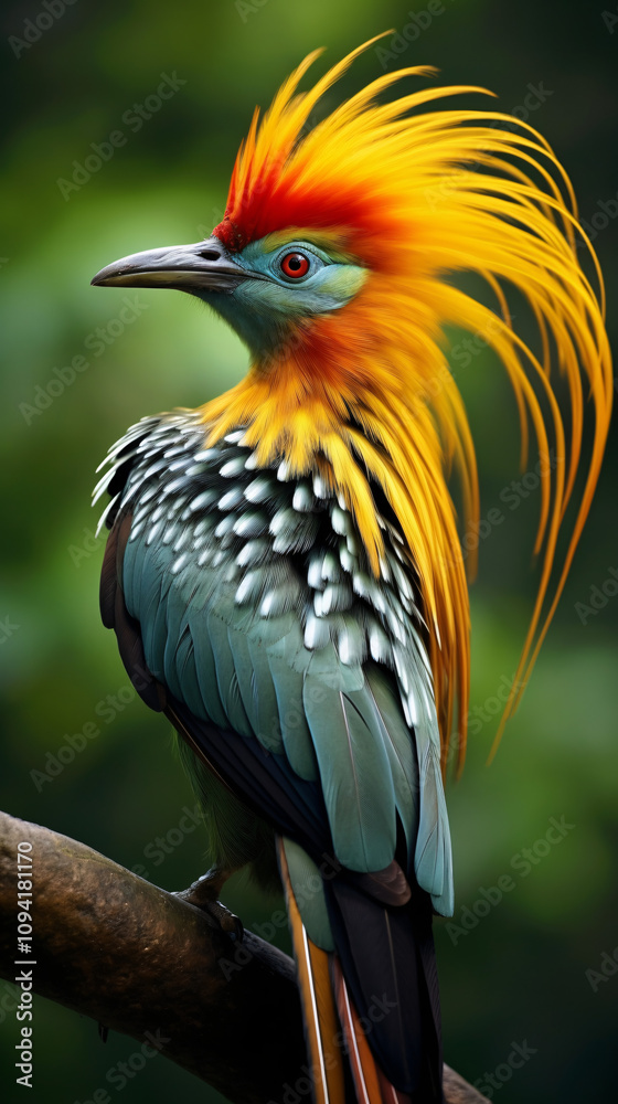 The most beautiful bird on the Indonesian island, vibrant and colorful