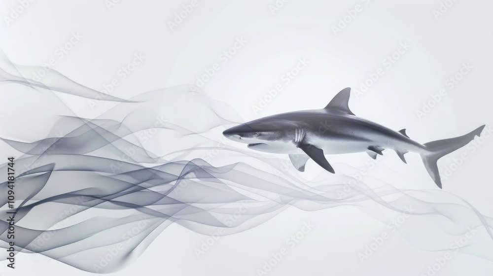 Fototapeta premium Shark in Abstract Flowing Fabric
