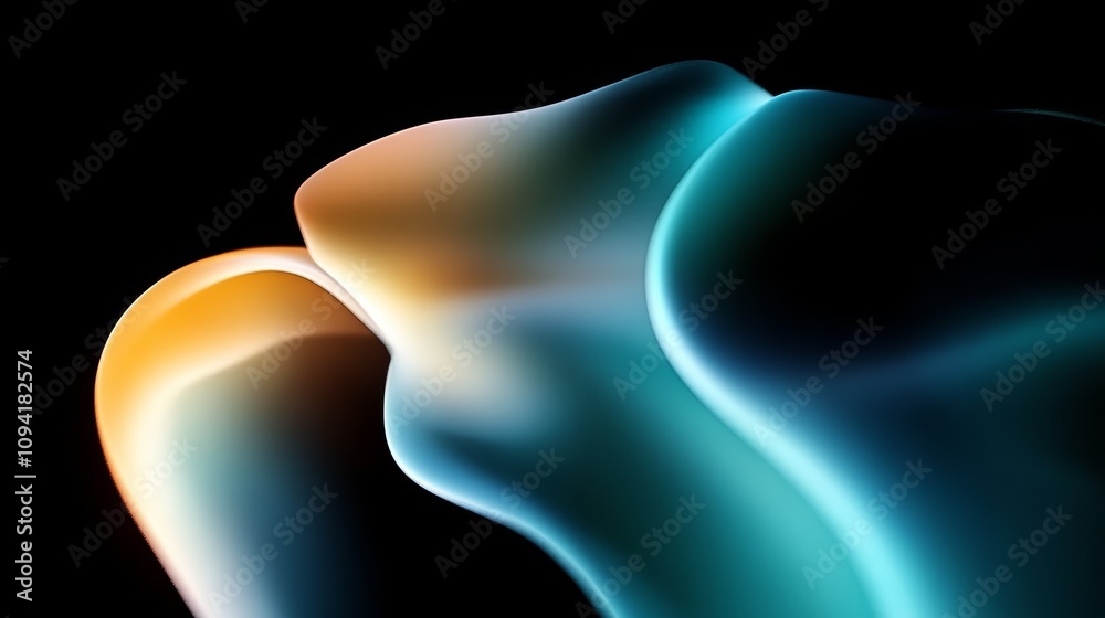 Abstract Dark Neon Iridescent Gradient Background with Fluid Curved Waves in Motion Abstract Dark Neon Iridescent Gradient Background with Fluid Curved Waves in Motion