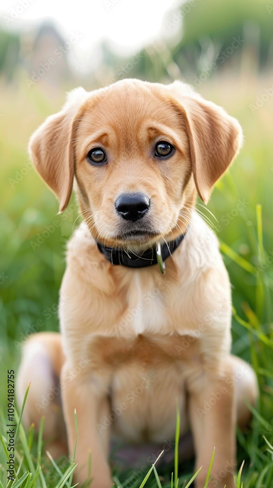 Adorable Golden Retriever Puppy in Grass Adorable Golden Retriever Puppy in Grass