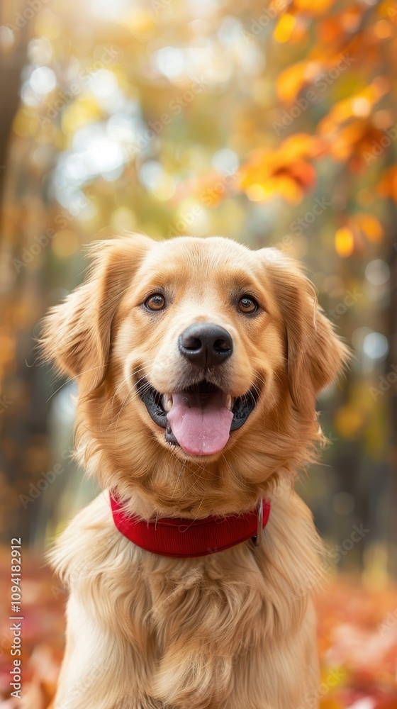 Obraz premium Happy Golden Retriever in Autumn