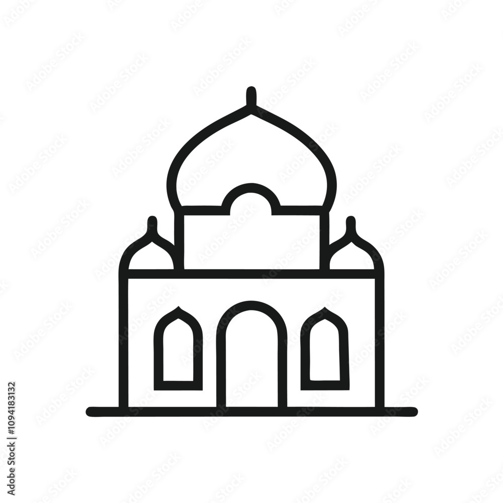 Small mosque line icon on white background Small mosque line icon on white background