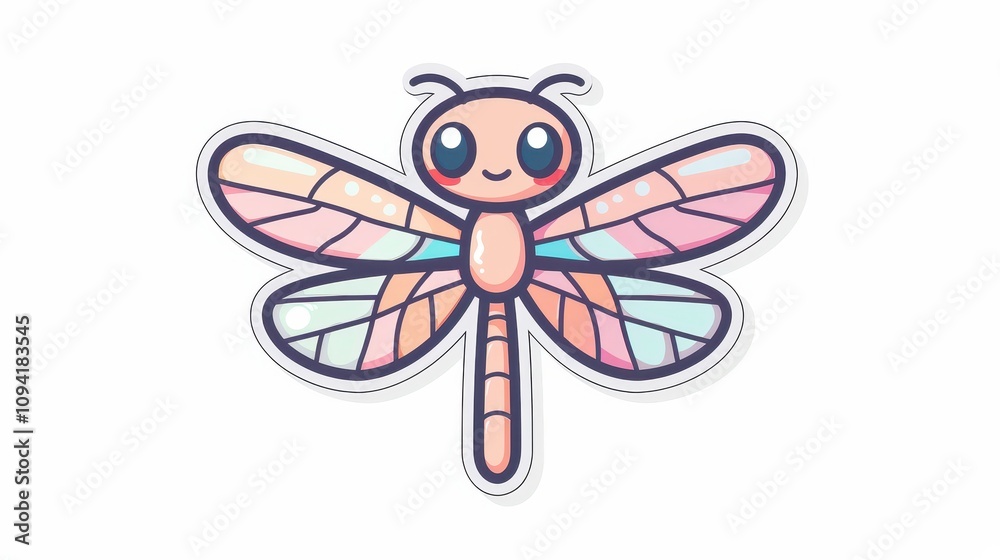 Obraz premium Cute Cartoon Dragonfly Sticker