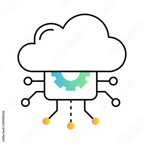 Cloud Computing Icon – Cloud with Circuit Connections, Representing Online Data and IT Services