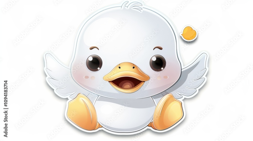 Fototapeta premium Adorable Baby Duckling Cartoon Illustration