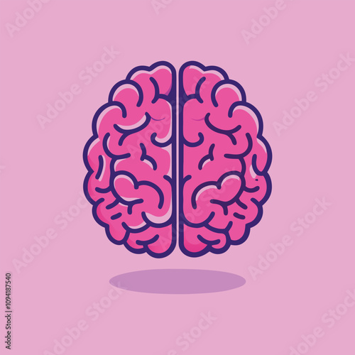 Brain Education Object Concept Isolated Flat Cartoon Vector Icon Illustration