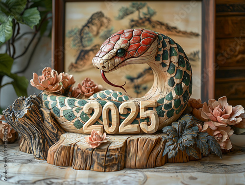 Traditional Chinese Zodiac Art Representing 2025