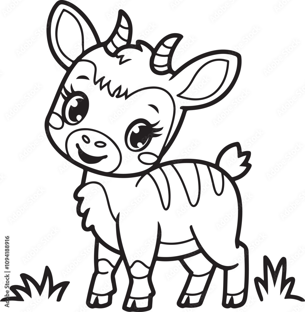 a cozy cutie style antelope black and white illustration vector line art a cozy cutie style antelope black and white illustration vector line art