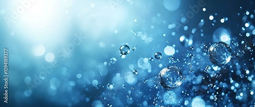 Wallpaper Mural Water drops and bubbles on a blue background. Water drops Torontodigital.ca