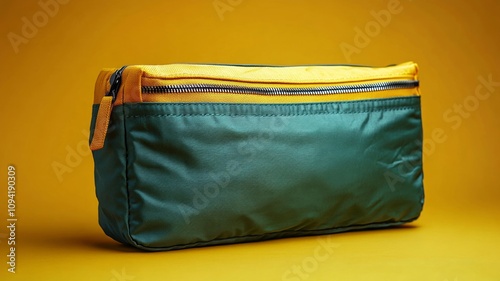Stylish green and yellow pouch with zipper