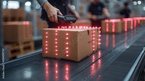 Warehouse worker scanning packages