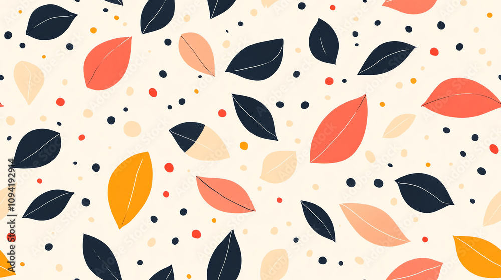 Autumn leaves seamless pattern in warm colors Autumn leaves seamless pattern in warm colors