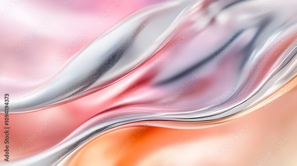 Obraz premium Smooth gradients and glowing effects abstract background. Shiny, silvery fabric with a holographic hue. Vibrant iridescent colors in blue, hot pink, and purple.