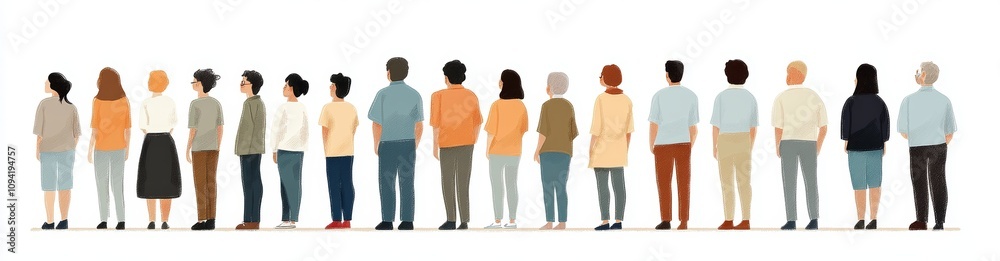 Obraz premium Diverse People Standing Together in Line Representing Inclusion and Unity
