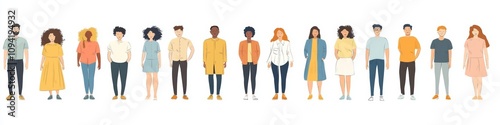 Diverse Multicultural Children Standing Together in Unity Flat Vector Illustration