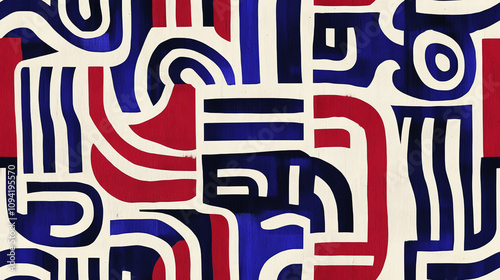 Modern geometric seamless pattern in patriotic colors