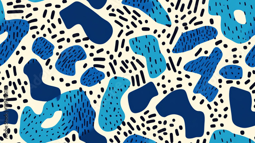 Modern blue spots seamless pattern with texture