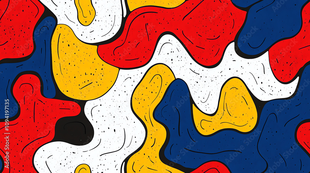 Obraz premium Retro waves seamless pattern in bold primary colors
