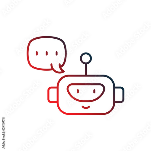 chat bot gradient icon with white background vector stock illustration