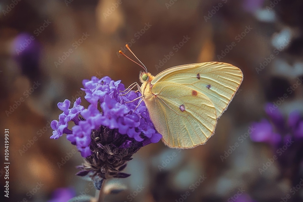 Butterfly on Purple Flower in Nature Butterfly on Purple Flower in Nature