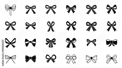 Set of graphical decorative bows.