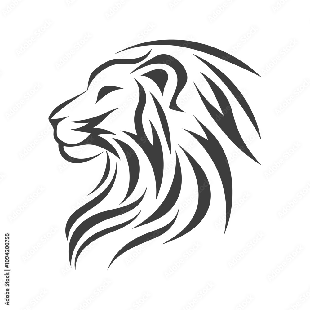 Minimalist lion head tribal vector illustration. Minimalist lion head tribal vector illustration.