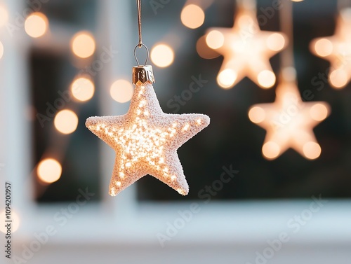 Starry Christmas decor in nurseries, with glowing decorations and celestial touches, nursery christmas decor, christmas stars photo