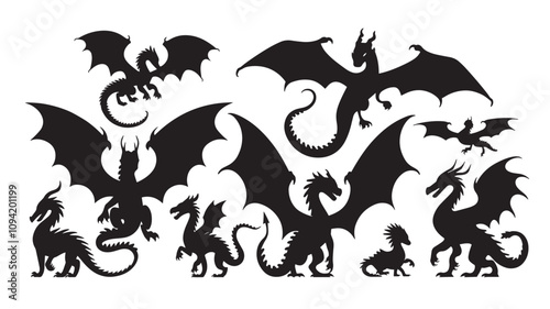 silhouettes of dragons