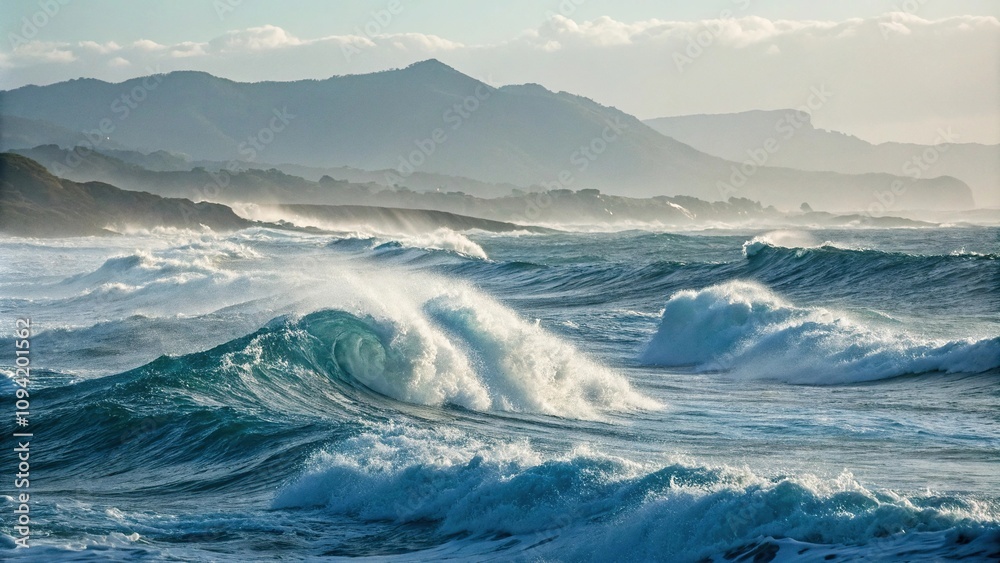 custom made wallpaper toronto digitalOcean surface with rolling waves and thick foamy crests creating a sense of movement and energy, water texture, beach scene, wave patterns, wave movement