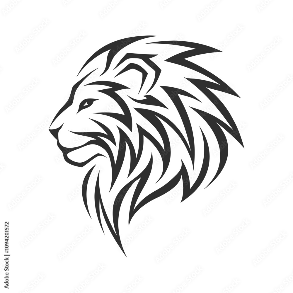 Minimalist lion head tribal vector illustration. Minimalist lion head tribal vector illustration.