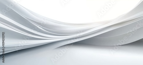 Abstract Digital Artwork with Smooth White Curves and Waves for Modern Interior Design