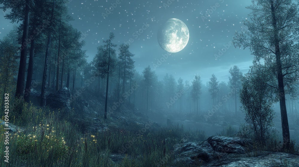 Enchanted Forest Under Moonlight Enchanted Forest Under Moonlight