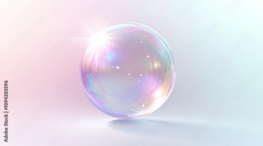 Translucent Soap Bubble on Pastel Background Translucent Soap Bubble on Pastel Background