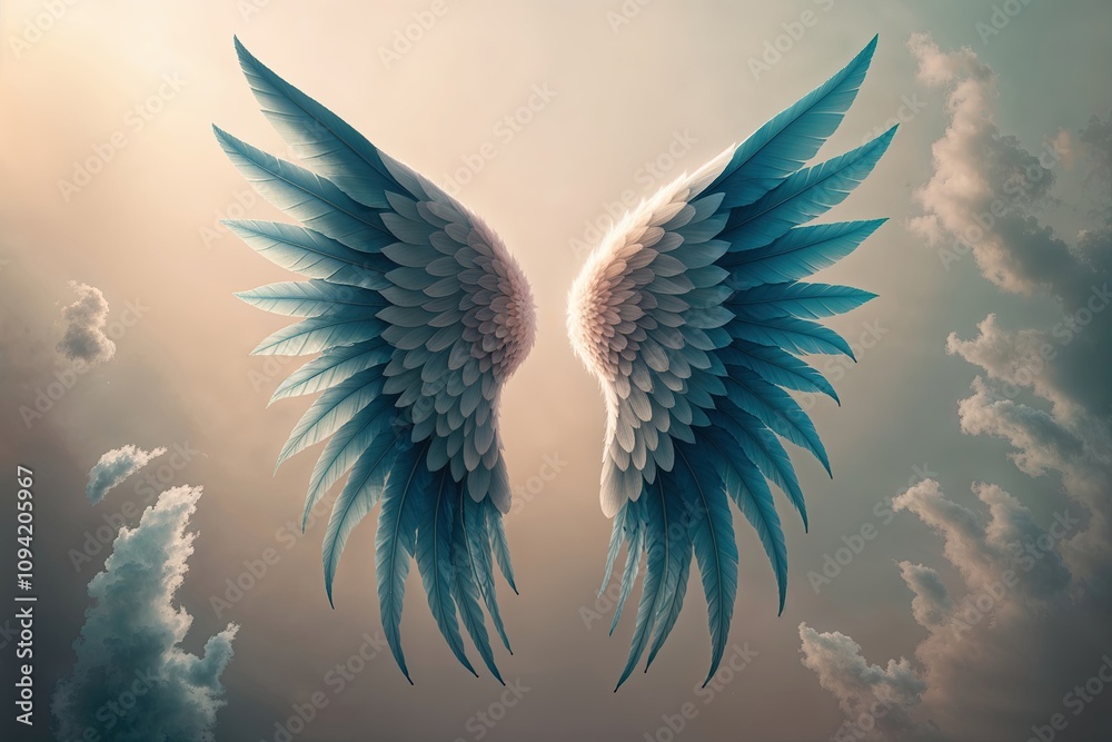 Fototapeta premium Dreamlike Wings Conjured in a Soft and Subtle Background