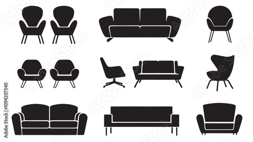 Home armchair vector black set icon