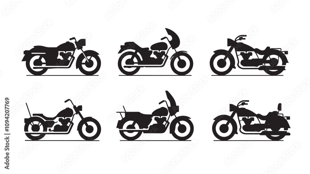 Obraz premium classic road vintage motorcycles vector illustration